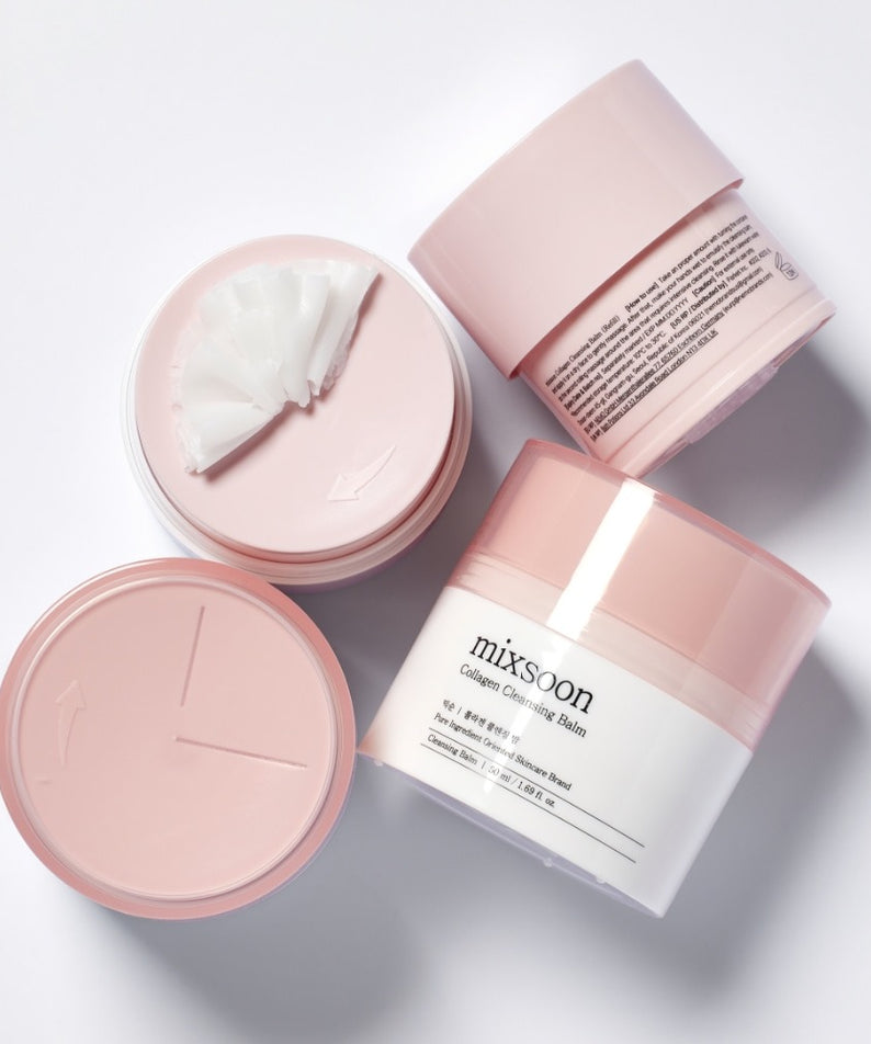 MIXSOON Collagen Cleansing Balm 50ml, baume nettoyant à la texture crème, marque MIXSOON sur fond clair, vue produit