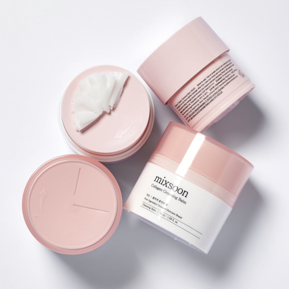 MIXSOON Collagen Cleansing Balm 50ml, baume nettoyant à la texture crème, marque MIXSOON sur fond clair, vue produit