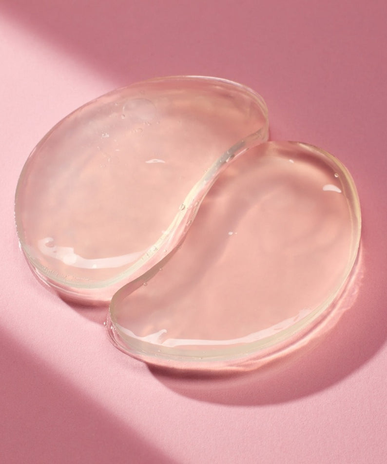 MIXSOON Collagen Hydrogel Eye Patch Single Pack 5 Sheets : patchs hydrogel sous les yeux, sur fond rose