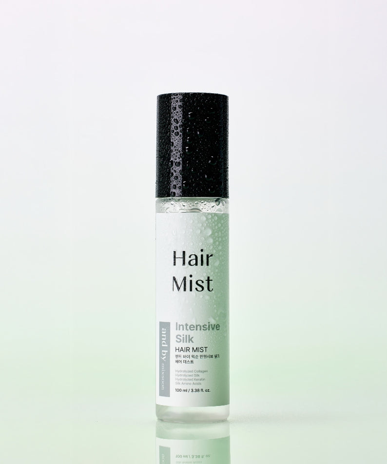 Photo produit MIXSOON Intensive Silk Hair Mist 100ml, flacon blanc à spray sur fond clair, marque en évidence.