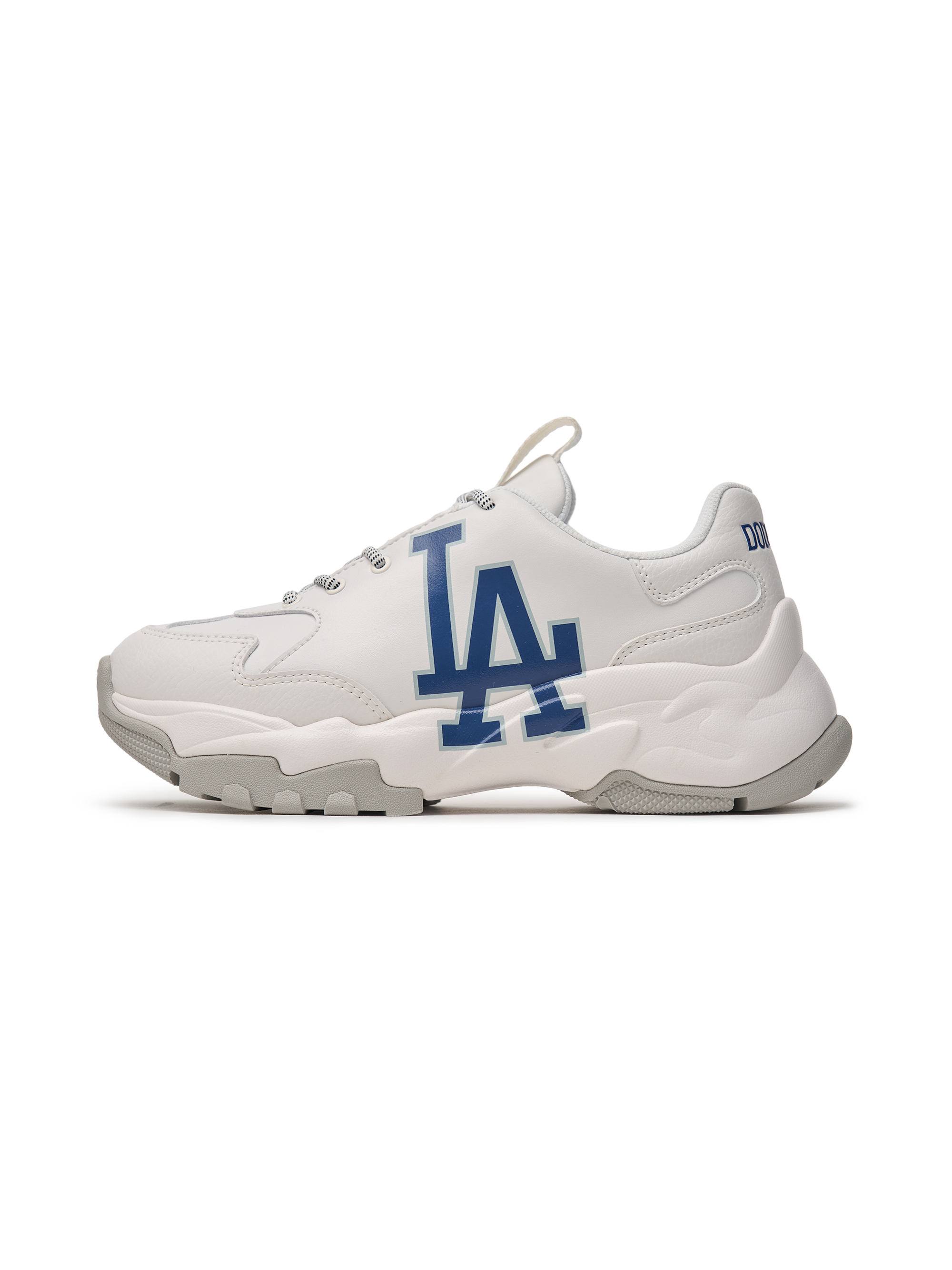 MLB Big Ball Chunky A LA Dodgers WHITE : basket chunky blanche La Dodgers, vue de côté sur fond noir, style sportif