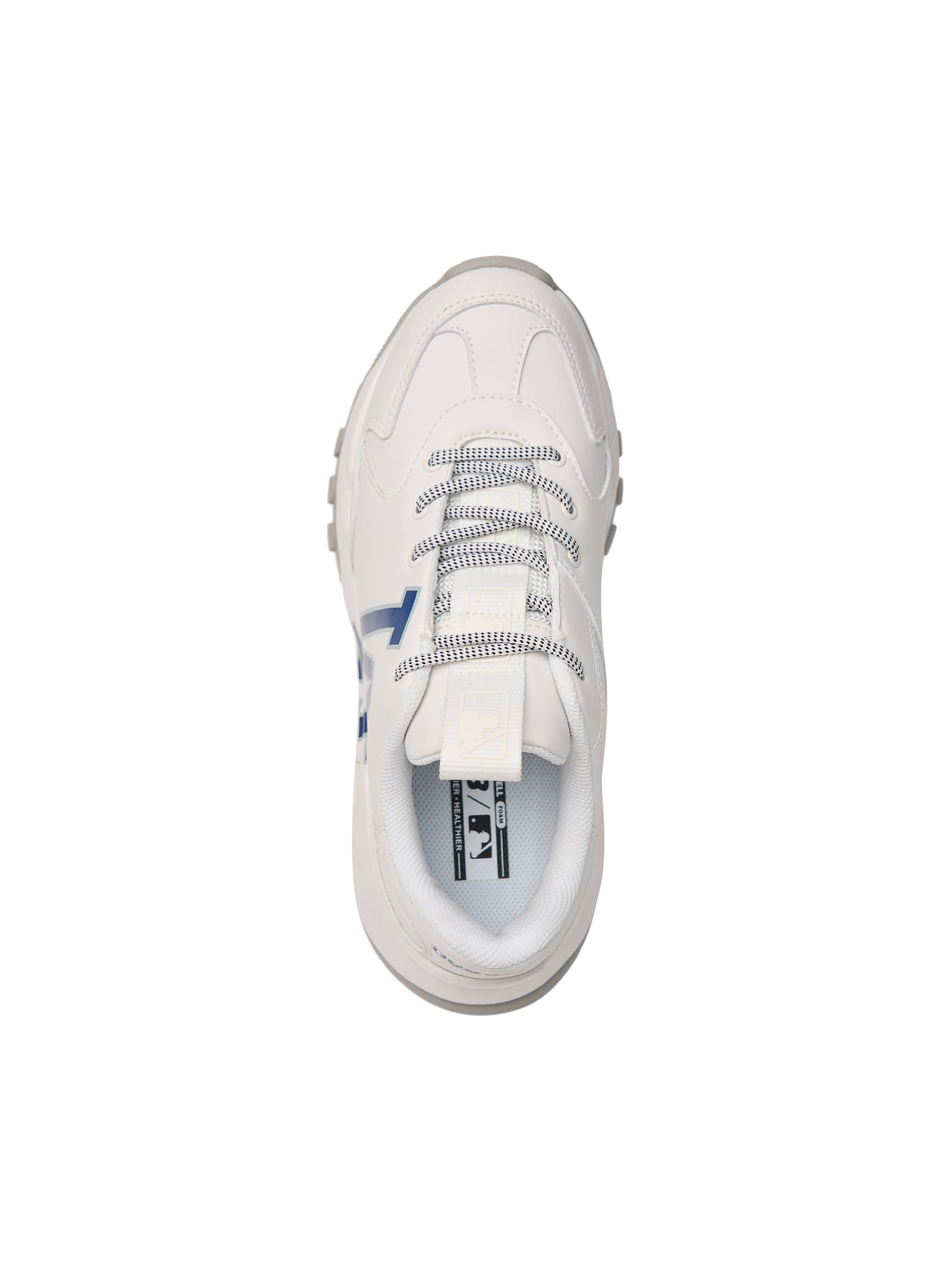 MLB Big Ball Chunky A LA Dodgers WHITE : baskets blanches, vue de dessus, logo Dodgers sur fond blanc, marque MLB