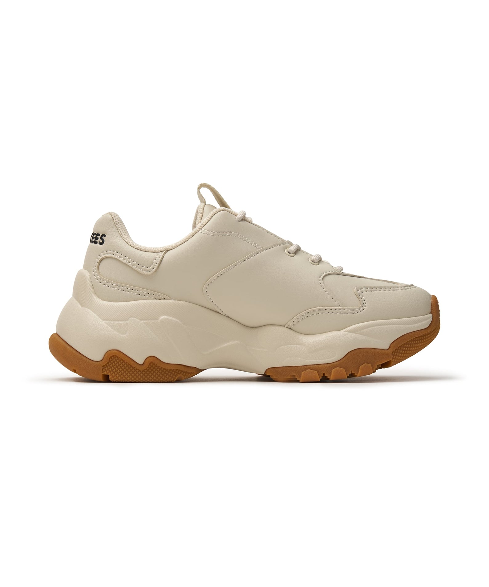 MLB Big Ball Chunky A New York Yankees LIGHT BEIGE, chaussure chunky beige, vue de côté sur fond blanc.