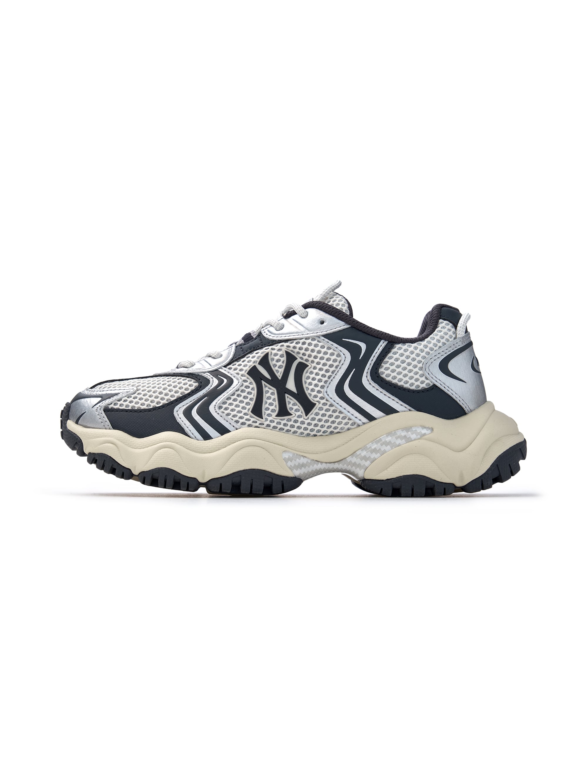 MLB Cargo Chunky New York Yankees DARK GRAY, chaussure chunky New York Yankees MLB, vue de côté sur fond blanc.