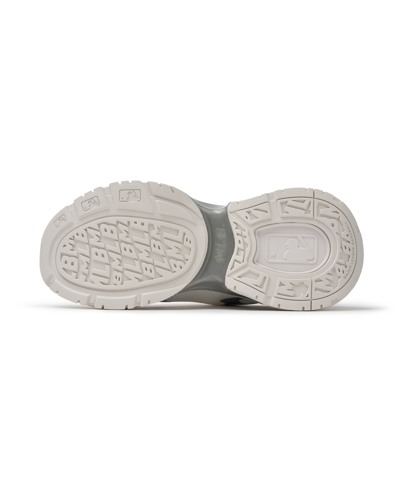 MLB Curve Runner New York Yankees WHITE, chaussures blanches vues de dessous, semelle extérieure détail, marque MLB