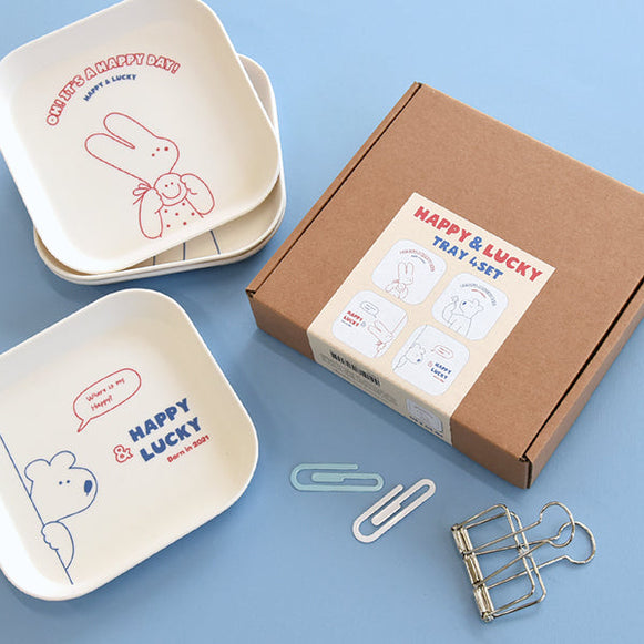 MONOLIKE Happy And Lucky Square Tray Set en stock sur Ma Petite Corée