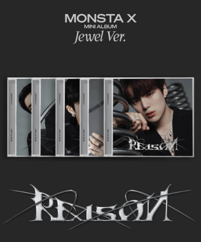 MONSTA X - 12th Album [REASON] (Jewel ver.) (Random 1 of 5) - Album Kpop : visuel sombre avec photo et pochette