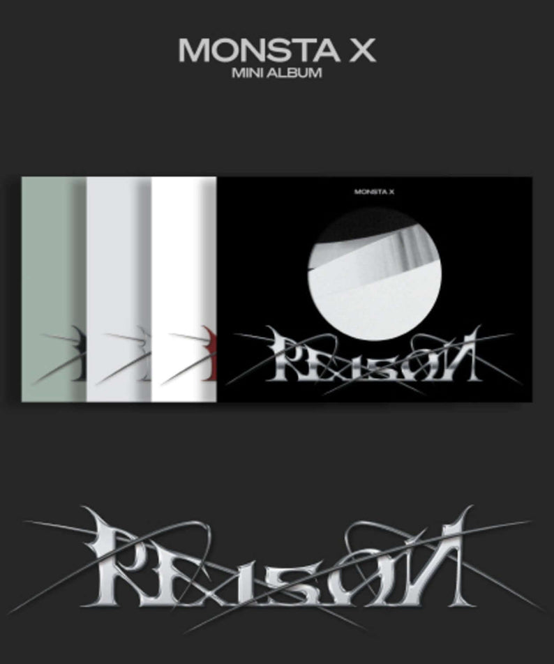 MONSTA X - 12th Album [REASON] (Random 1 of 4) - Album Kpop : pochette noire, style concept, visuels “REASON”.