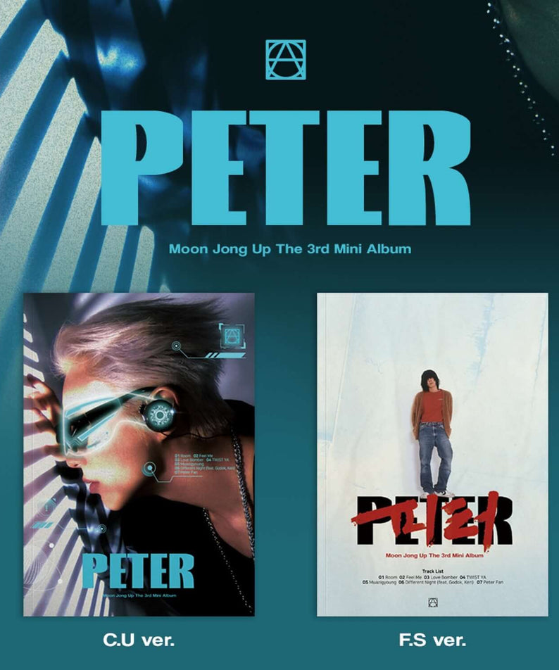 MOON JONG UP - The 3rd Mini Album [PETER] (Set of 2) - Album Kpop, coffret CU & FS, visuel bleu avec pochettes.