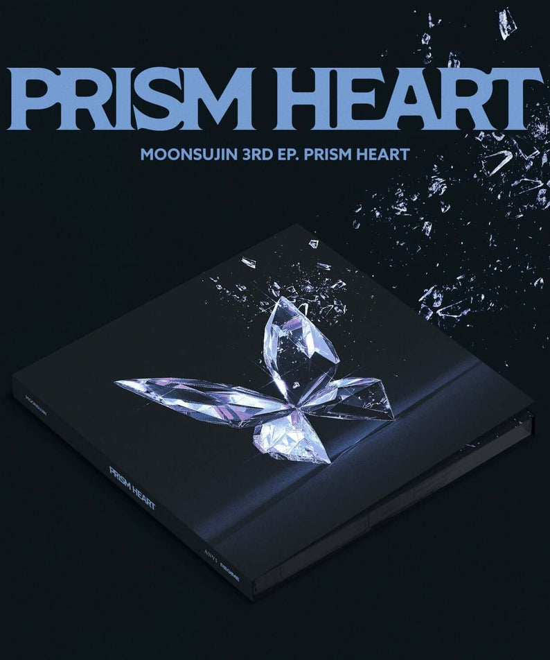 MOON SUJIN - EP3rd Album [Prism Heart] - Album Kpop, cover prism heart bleu nuit avec papillon en cristal, splash visuel
