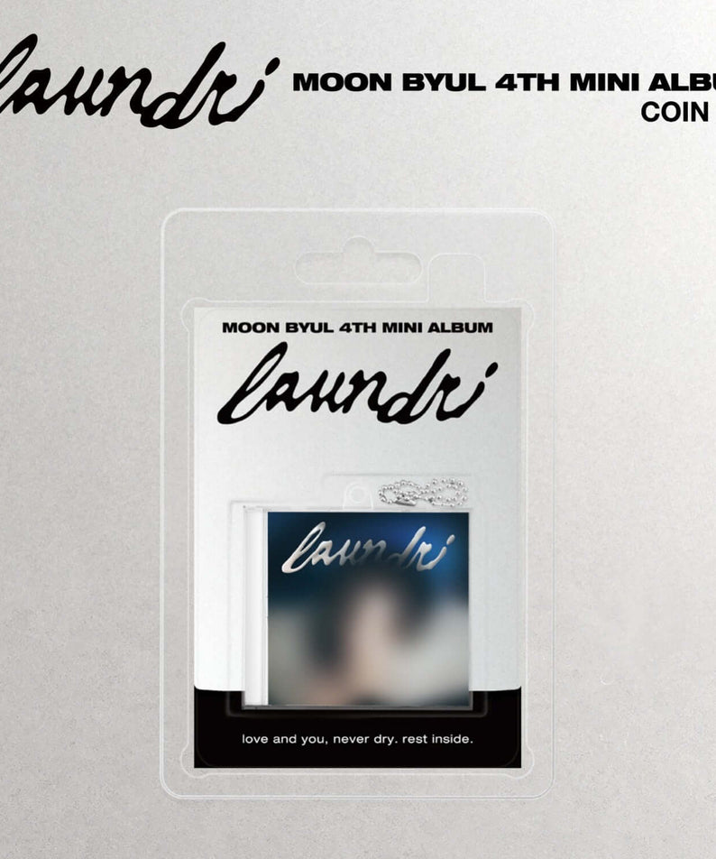 MOONBYUL - 4TH MINI ALBUM [laundri] (COIN ver.) - Album Kpop : pochette “laundri” sur blister blanc, branding Moon Byul