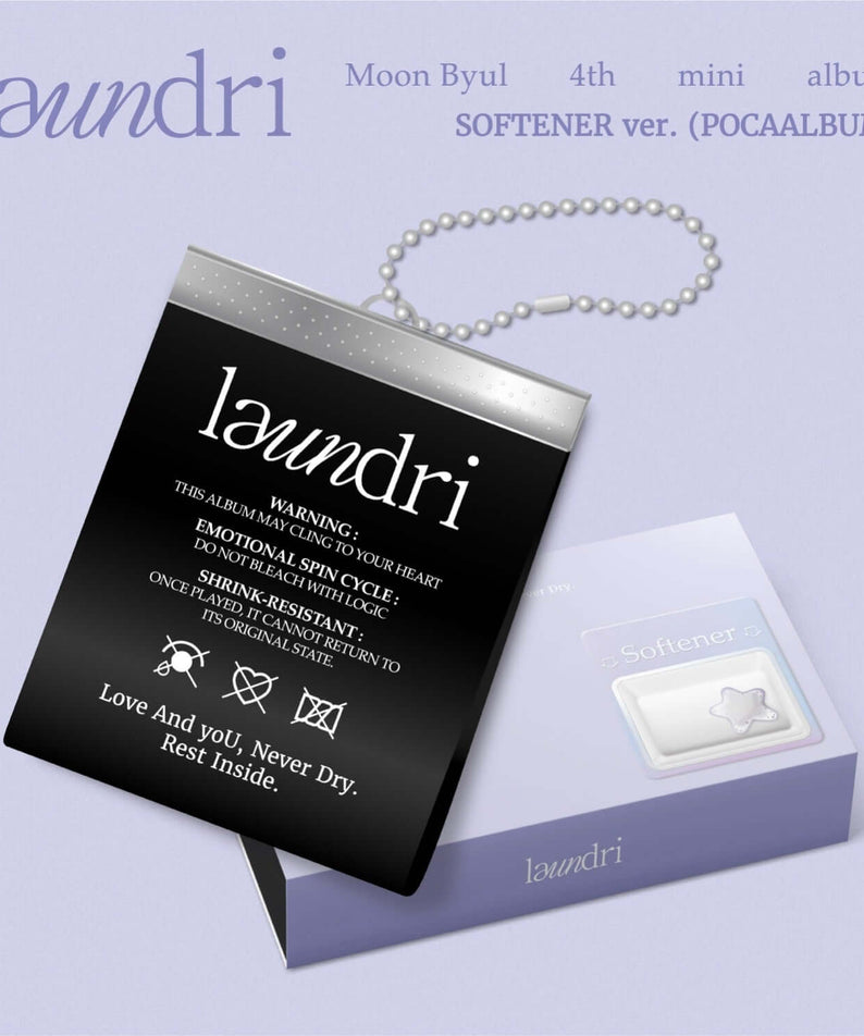 MOONBYUL - 4TH MINI ALBUM [laundri] (SOFTENER ver.)(POCAALBUM) Album Kpop, coffret “laundri” violet, perles blanches
