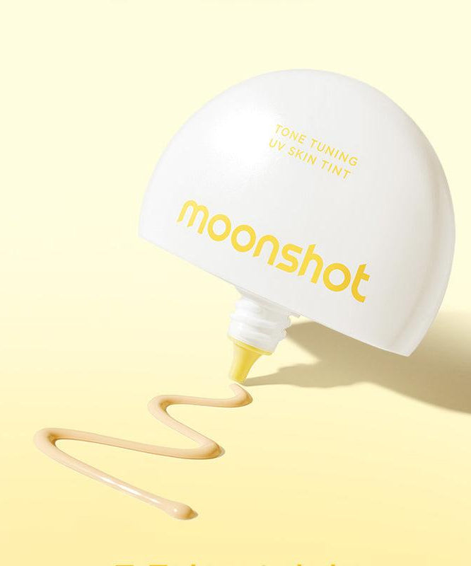 MOONSHOT Tone Tuning UV Skin Tint SPF50+ PA++++ en présentation moderne avec protection solaire.