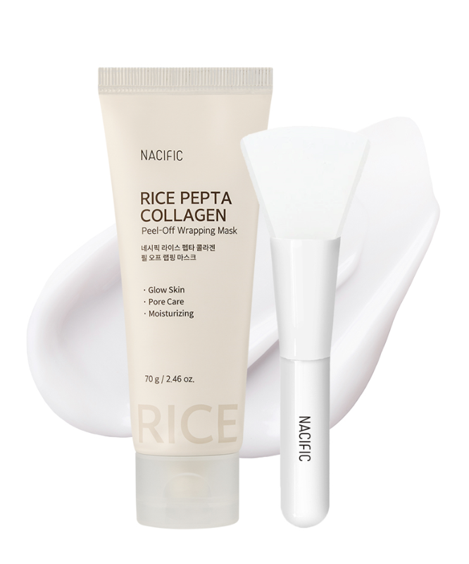 NACIFIC Rice Pepta Collagen Peel Off Wrapping Mask 70g avec spatule, soin de la peau, masque hydratant et raffermissant, 70g.