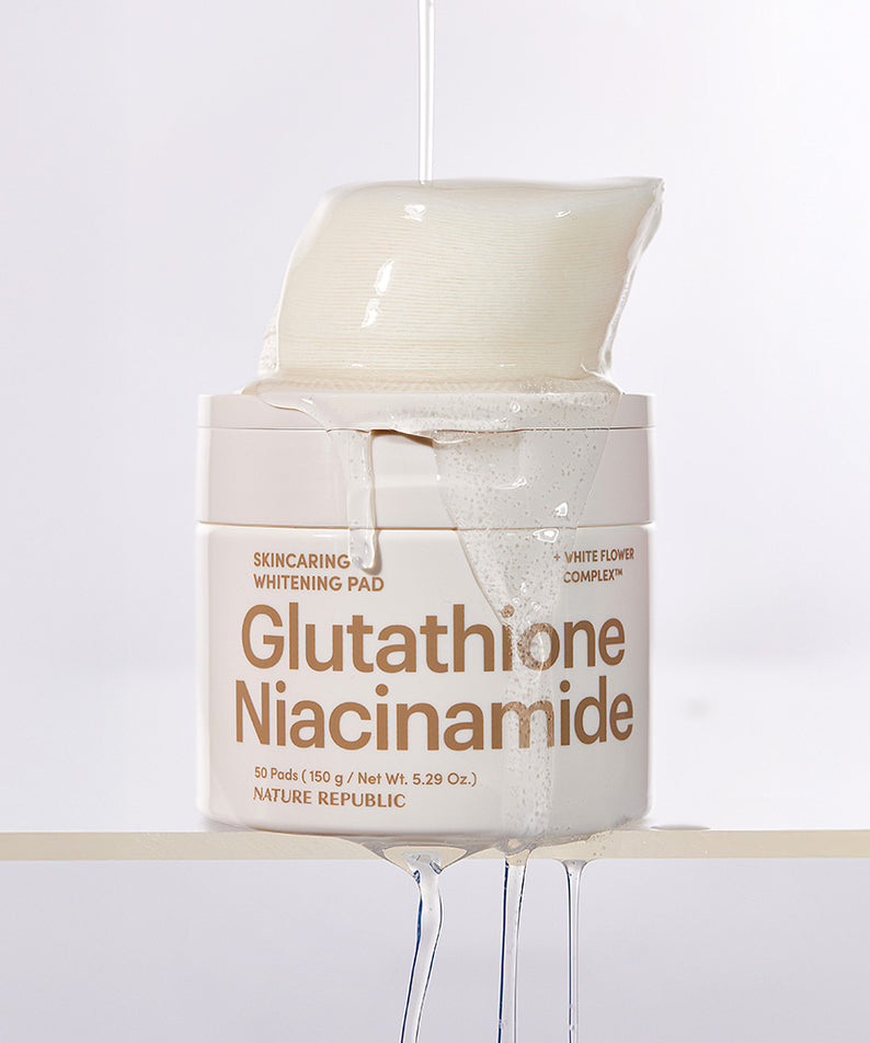 NATURE REPUBLIC Skincaring Whitening Pads 150g présentation, soin éclaircissant, beauté coréenne, pack de 150g.