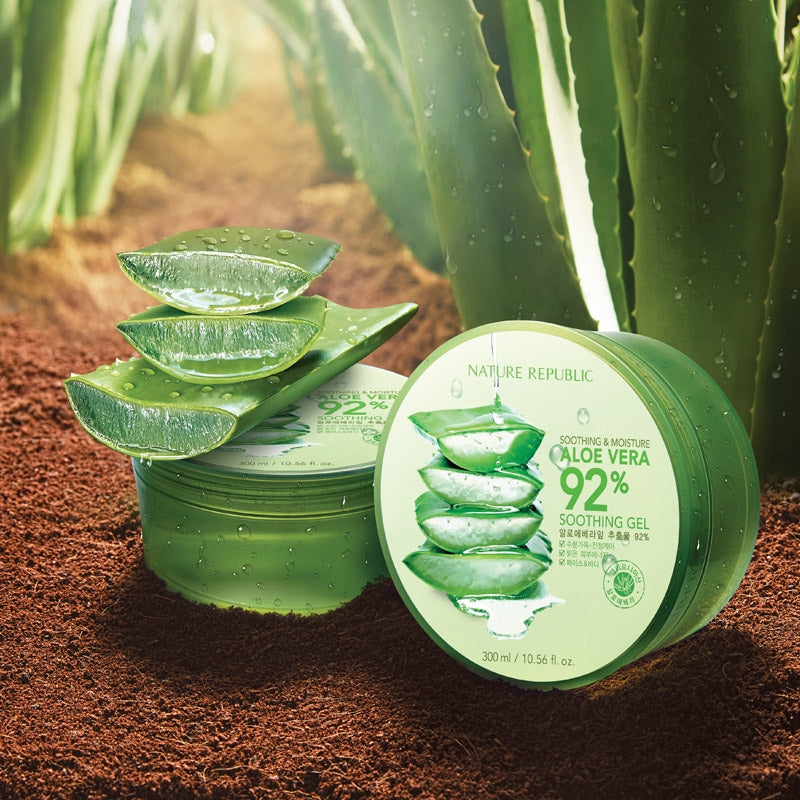 NATURE REPUBLIC - Gel Adoucissant - Soothing&Moisture Aloe Vera 92% 300ml on sales on our Website !