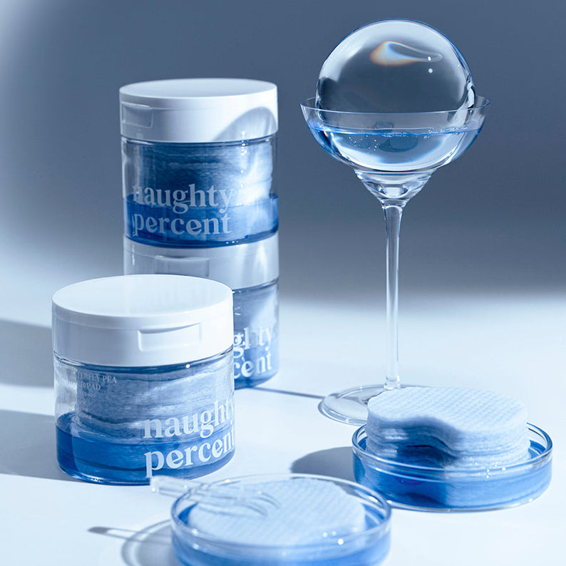 NAUGHTY PERCENT Butterfly Pea Toner Pad 60p 200g disponible sur Ma petite Coree, ton Eshop 100% K-beauty en direct de Seoul