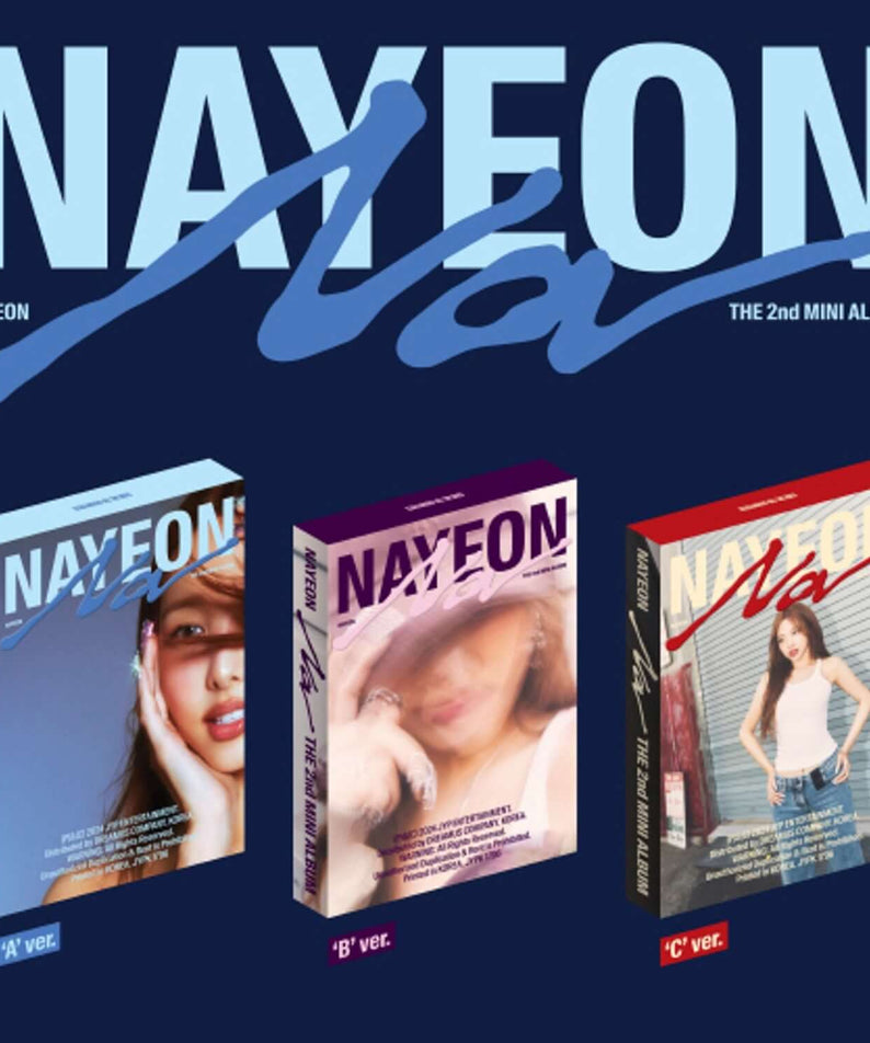 NAYEON - 2nd Album [NA] (A ver./B ver./C ver.)(Set of 3) - Album Kpop : coffret photos A/B/C, fond bleu, NAYEON