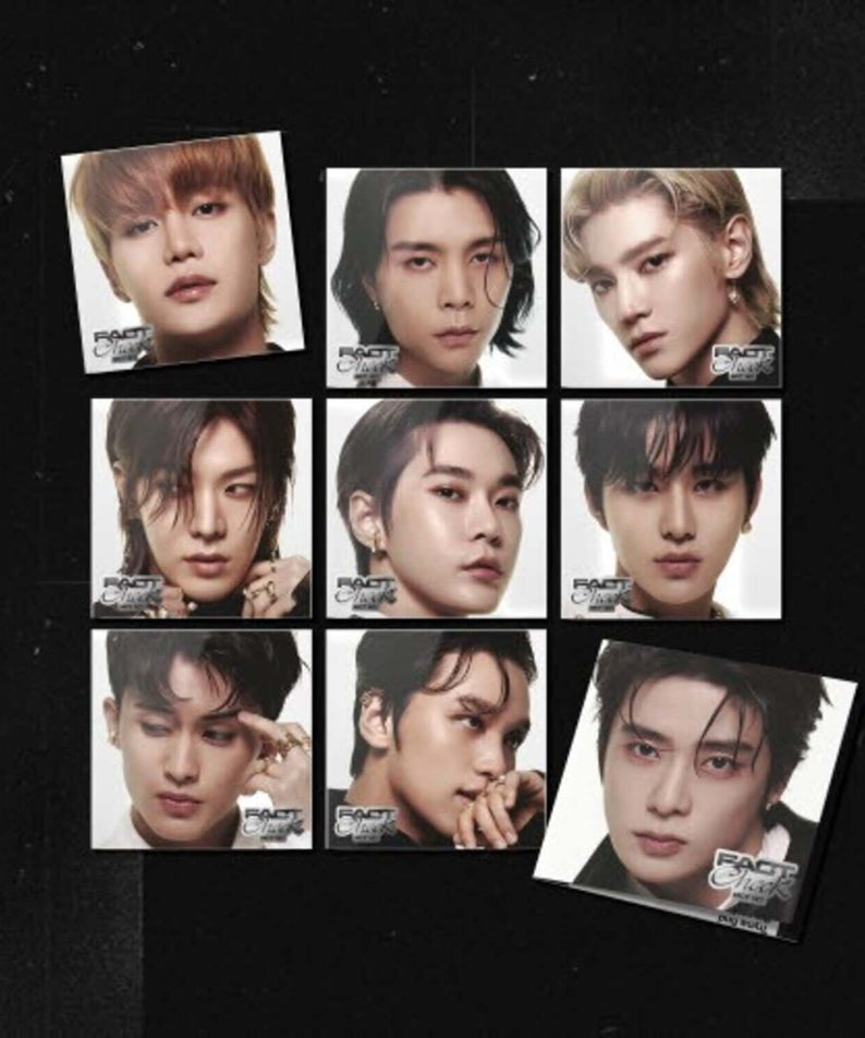 NCT 127 - 5th Album [Fact Check] (Exhibit Ver.) (Random 1 of 9) - Album Kpop : photo portraits sur fond noir.