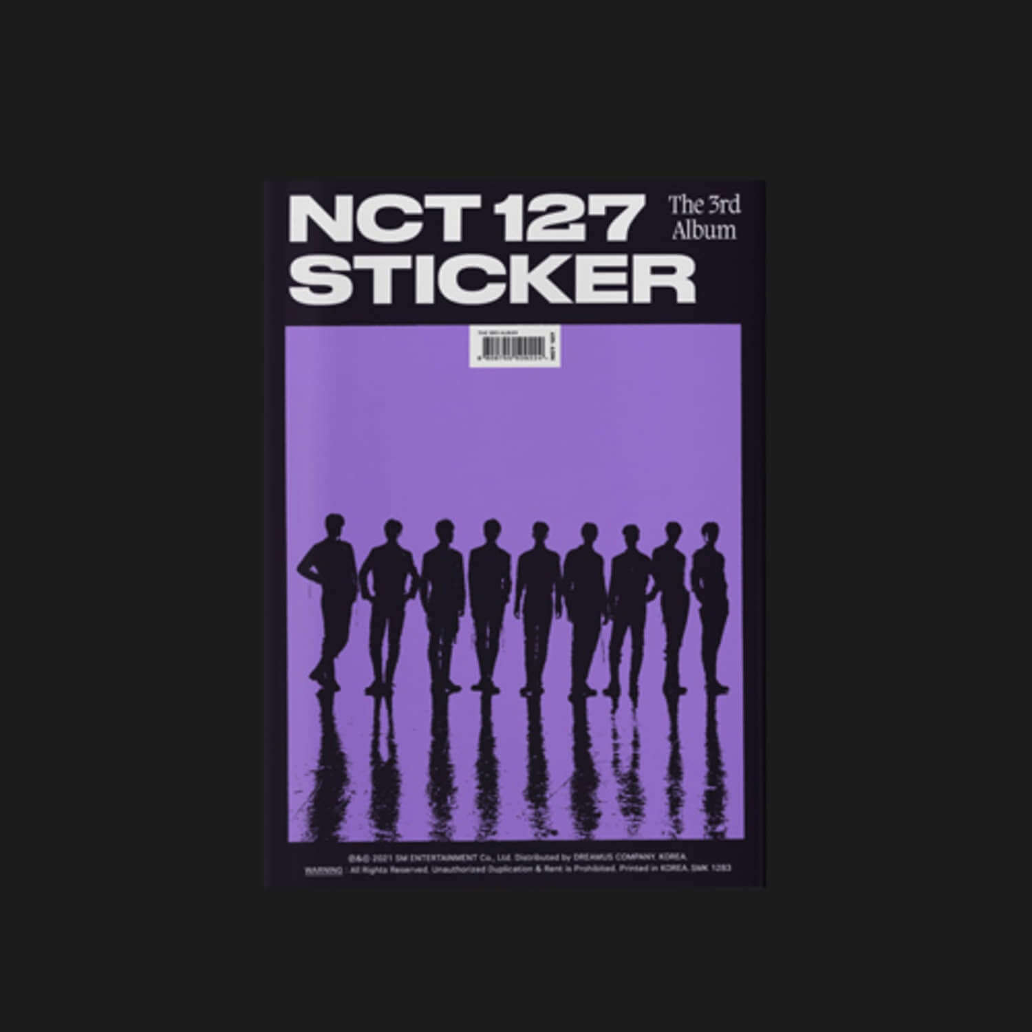 NCT - 3rd Full Album_[Sticker (Sticker Ver.)] - Album Kpop : pochette violette NCT 127 Sticker sur fond noir.