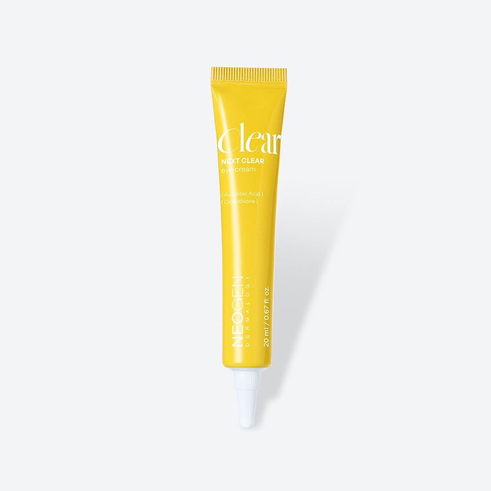 NEOGEN  Next Clear Eye Cream 20ml : tube crème contour des yeux jaune sur fond blanc, photo produit