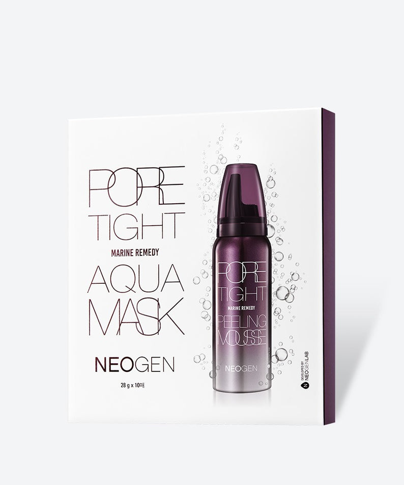 NEOGEN Pore Tite Aqua Mask 5 Pack de la marque NEOGEN, boîte blanche et flacon violet sur fond clair.