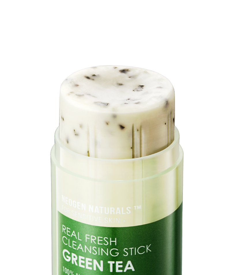 NEOGEN Real Fresh Cleansing Stick Green Tea 80g, stick de nettoyage vert thé, emballage NEOGEN Naturals sur fond blanc.