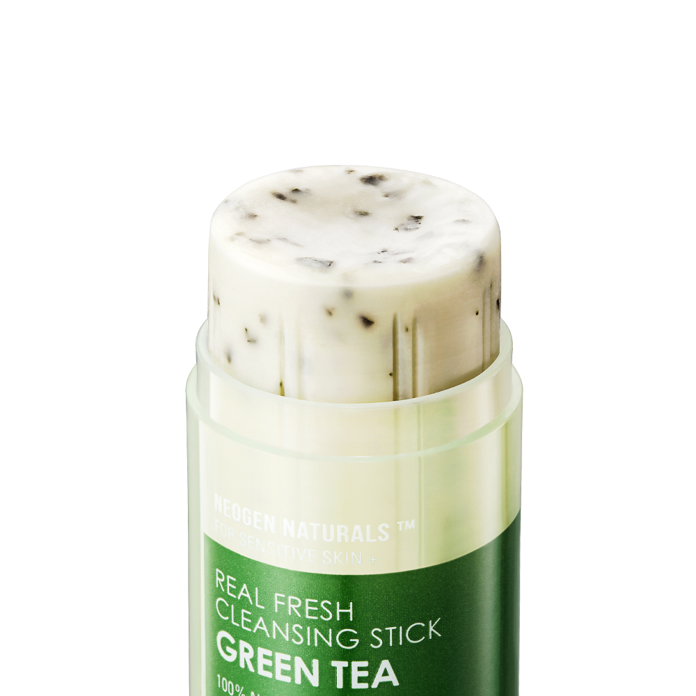 NEOGEN Real Fresh Cleansing Stick Green Tea 80g, stick de nettoyage vert thé, emballage NEOGEN Naturals sur fond blanc.