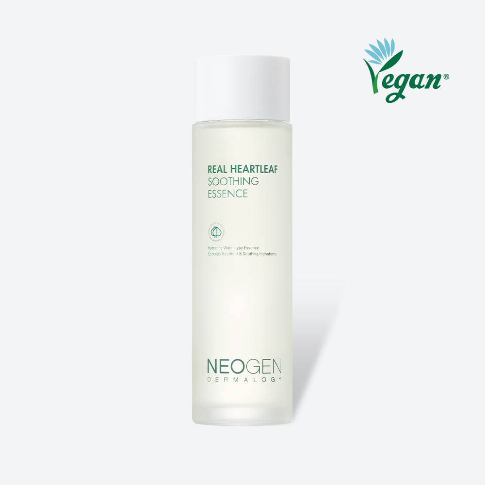 NEOGEN Real Heartleaf Soothing Essence 150ml de NEOGEN sur fond blanc, bouteille produit cosmetique vegan