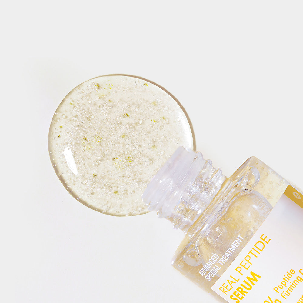 NEOGEN Real Peptide Serum 30ml de la marque NEOGEN, produit sur fond clair avec flacon et texture, visuel produit en gros plan