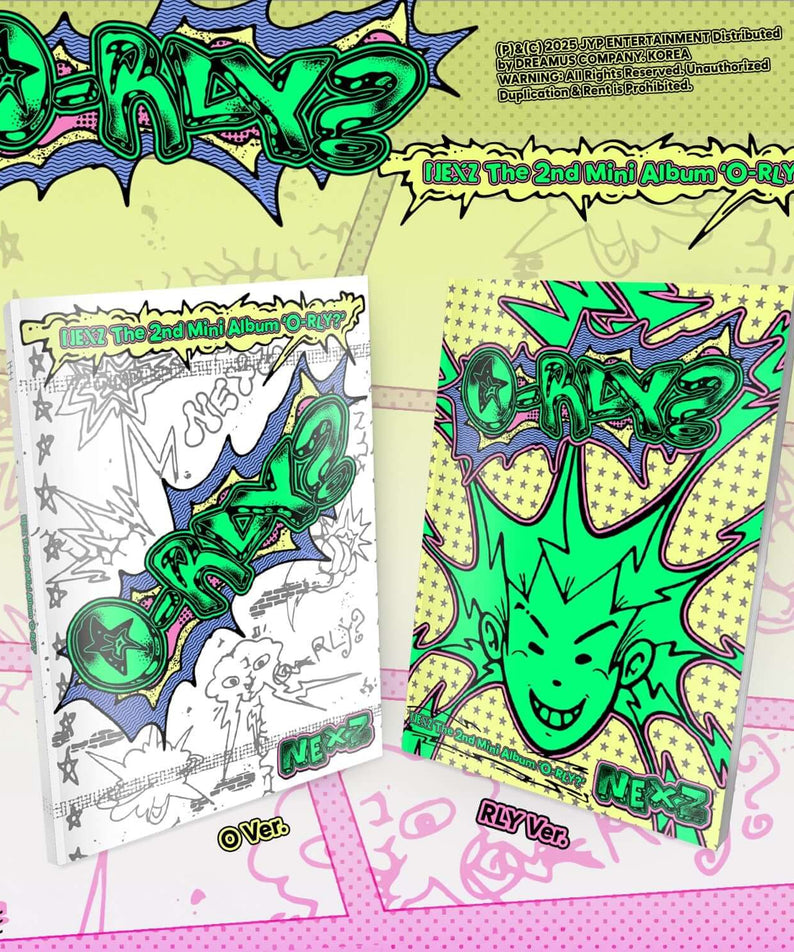 NEXZ - [O-RLY?] (Standard) (Set of 2) - Album Kpop, visuel couverture double NEXZ sur fond graffiti vert/rose