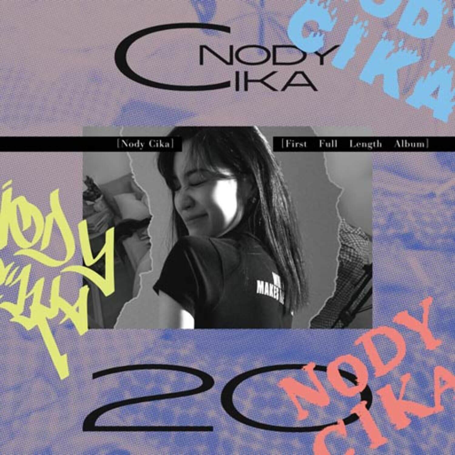 NODY CIKA - 1st Album [20] - Album Kpop, visuel cover avec portraits et typographies NODY CIKA, style street bleu