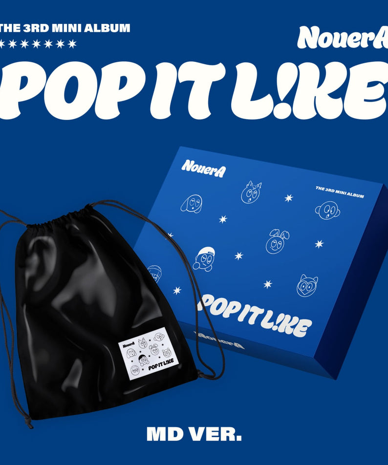 NOUERA - 3rd Album [POP IT LIKE] (MD VER.) - Album Kpop : pochette bleue, sac et visuels pop sur fond bleu