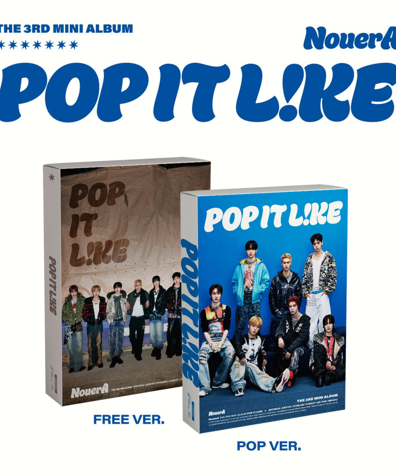 NOUERA - 3rd Album [POP IT LIKE] (POP VER. / FREE VER.) (Random 1 of 2) : album Kpop affiché, boîtes pop bleues