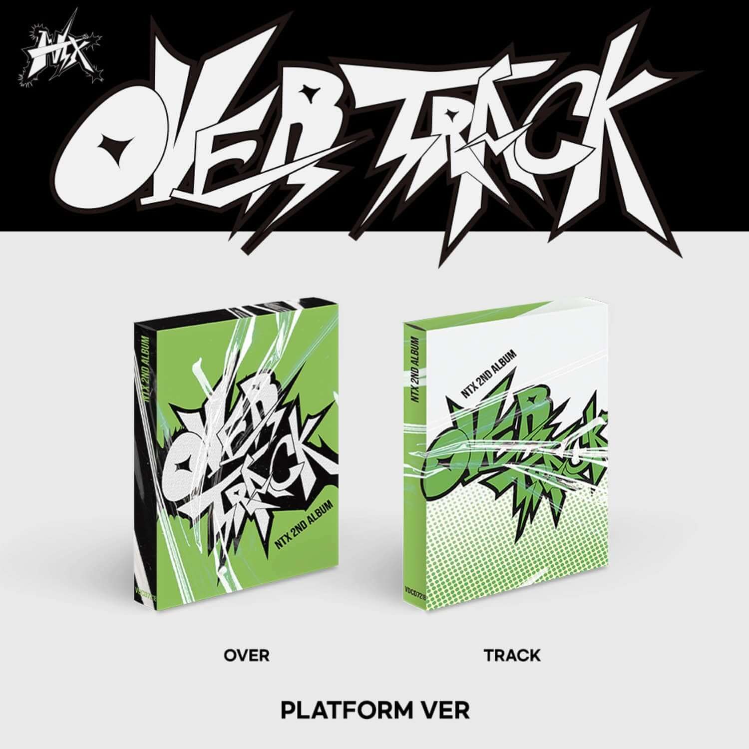NTX - [OVER TRACK] (Platform Ver) (Set of 2) - Album Kpop, coffrets vert/blanc, visuel studio sur fond clair.