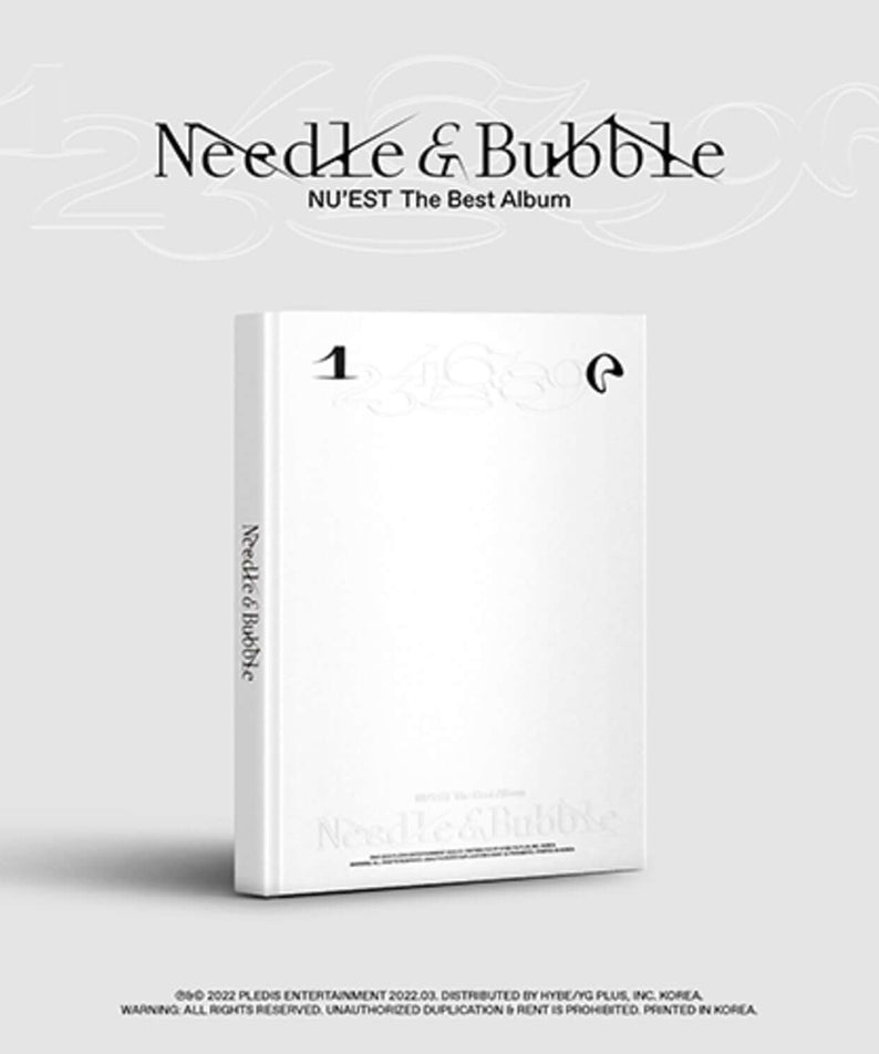 NU'EST - The Best Album [Needle & Bubble] - Album Kpop, pochette blanche «Needle & Bubble» sur fond clair.