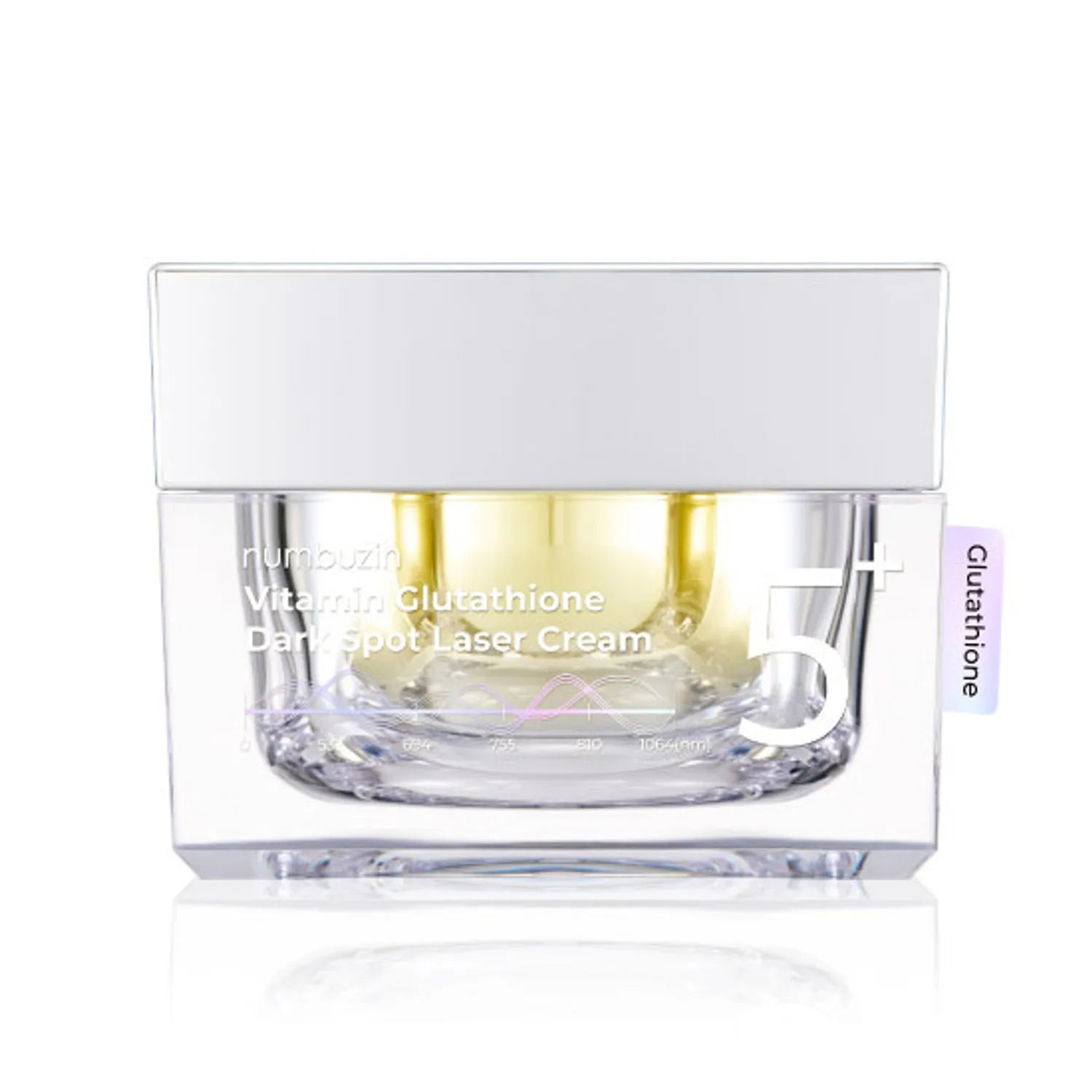 NUMBUZIN No. 5 Glutathione C Trace Toning Laser Cream 50ml, pot crème sur fond clair, marque NUMBUZIN.