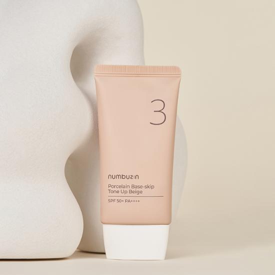 NUMBUZIN No.3 Porcelain Base-Skip Tone Up Beige SPF50+ PA++++ disponible sur Ma petite Coree, ton Eshop 100% K-beauty en direct de Seoul