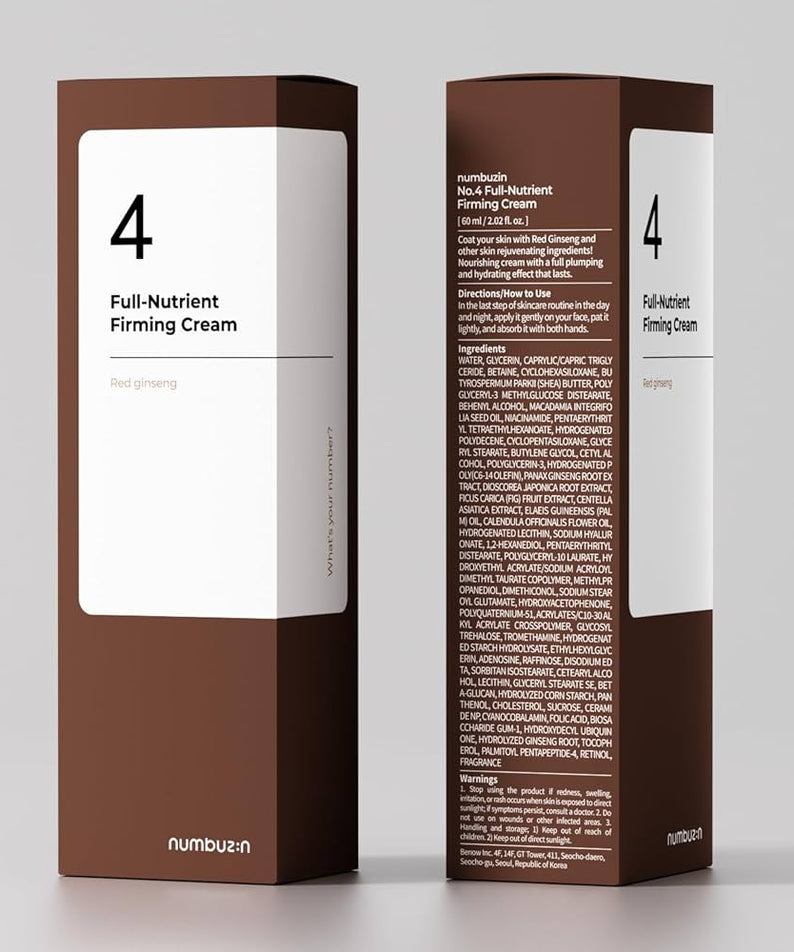 Crème raffermissante NUMBUZIN No.4 Full-Nutrient, emballage de luxe, soin de la peau.