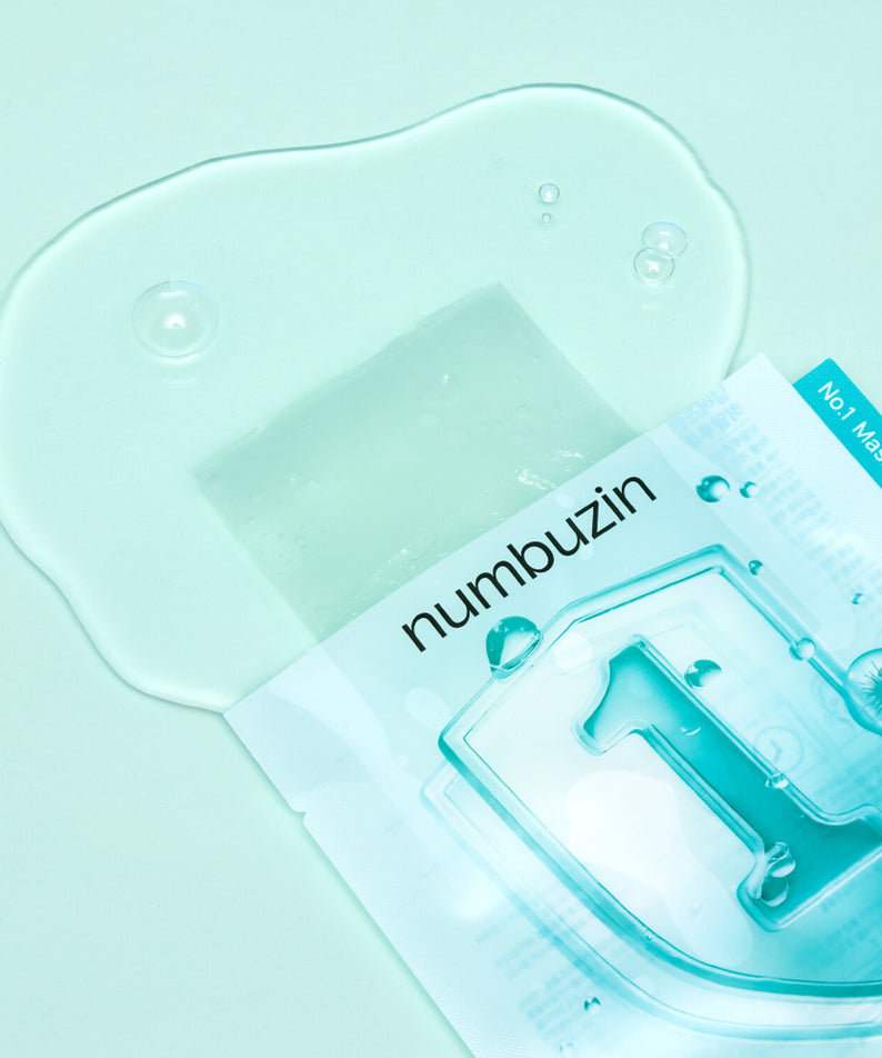 Packshot du NUMBUZIN No.1 Hyaluronic Panthenic Acid Clear Soothing Gauze Pack 10 sheets montrant un masque en tissu et son emballage.