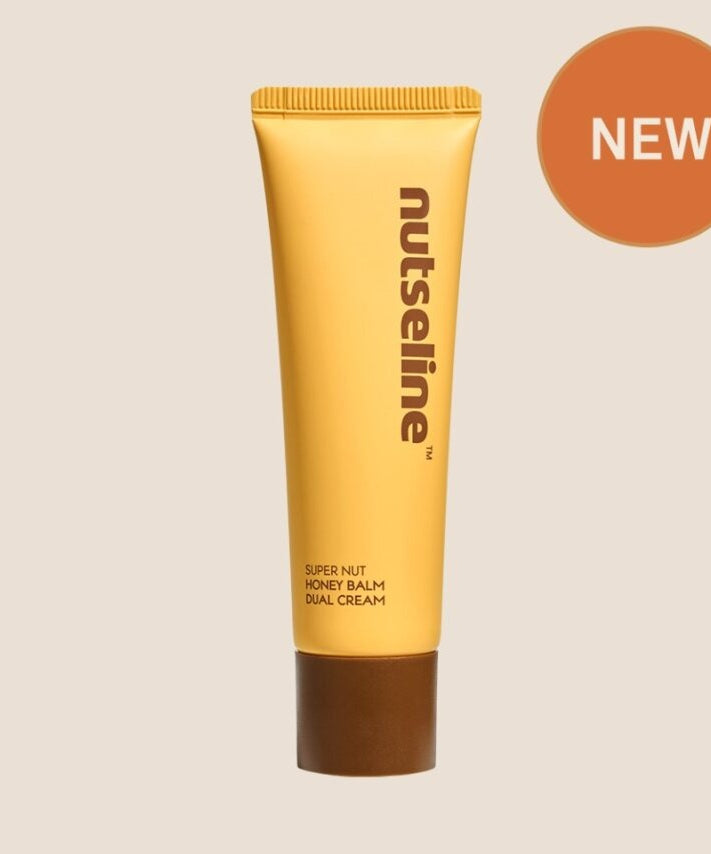 NUTSELINE  Super Nut Honey Balm Dual Cream 60ml : tube miel et crème sur fond clair, visuel produit NEW