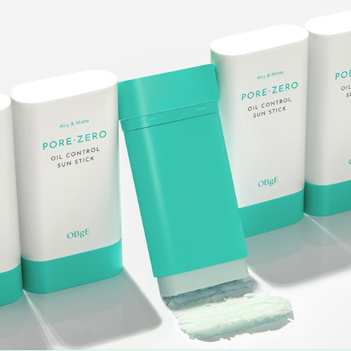 OBGE Pore Zero Oil Control Sun Stick, photos de sticks solaires sur fond clair, marque OBGE, prêts à l’achat
