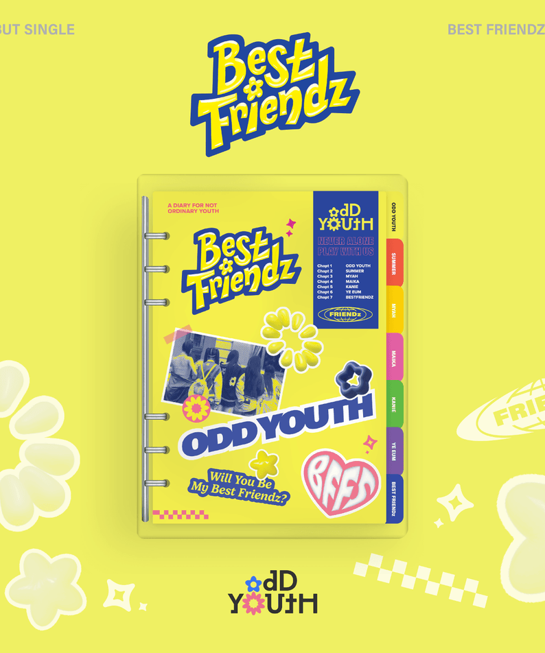 ODD YOUTH - [Best Friendz] (Best Friendz Ver.) - Album Kpop, visuel pochette jaune Best Friendz Ver, groupe ODD YOUTH