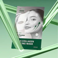 OHUI  Prime Advancer PDRN Collagen Gel Lifting Mask 4-Piece, pack en rayon, visuel lifting collagène PDRN, teintes vertes