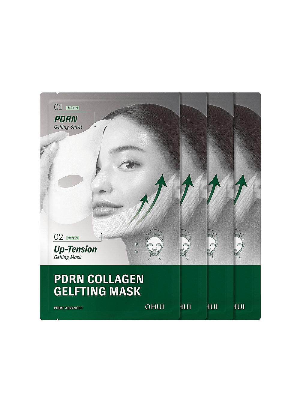 OHUI  Prime Advancer PDRN Collagen Gel Lifting Mask 4-Piece