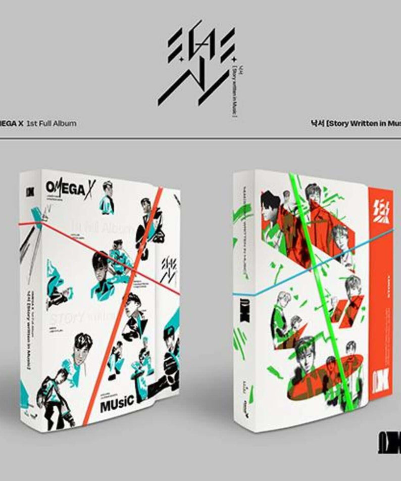 OMEGA X - 1st Album [樂] (Story Written in Music) (SET Ver.) - Album Kpop, pack en visuel promo sur fond gris