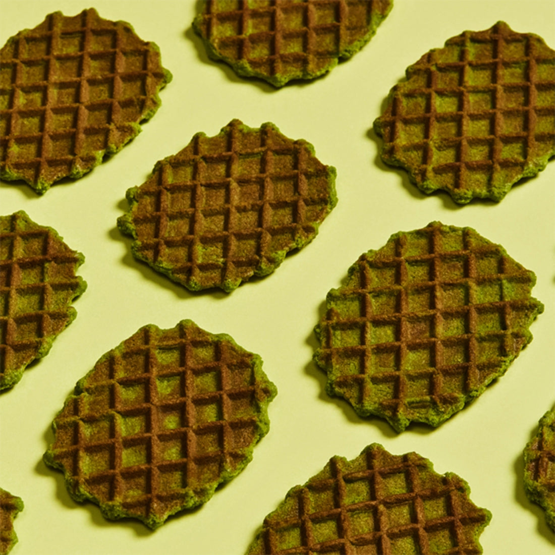 OSULLOC Premium Green Tea Waffle 72g : gaufre au thé vert, packshot sur fond clair, marque OSULLOC, gros plan.