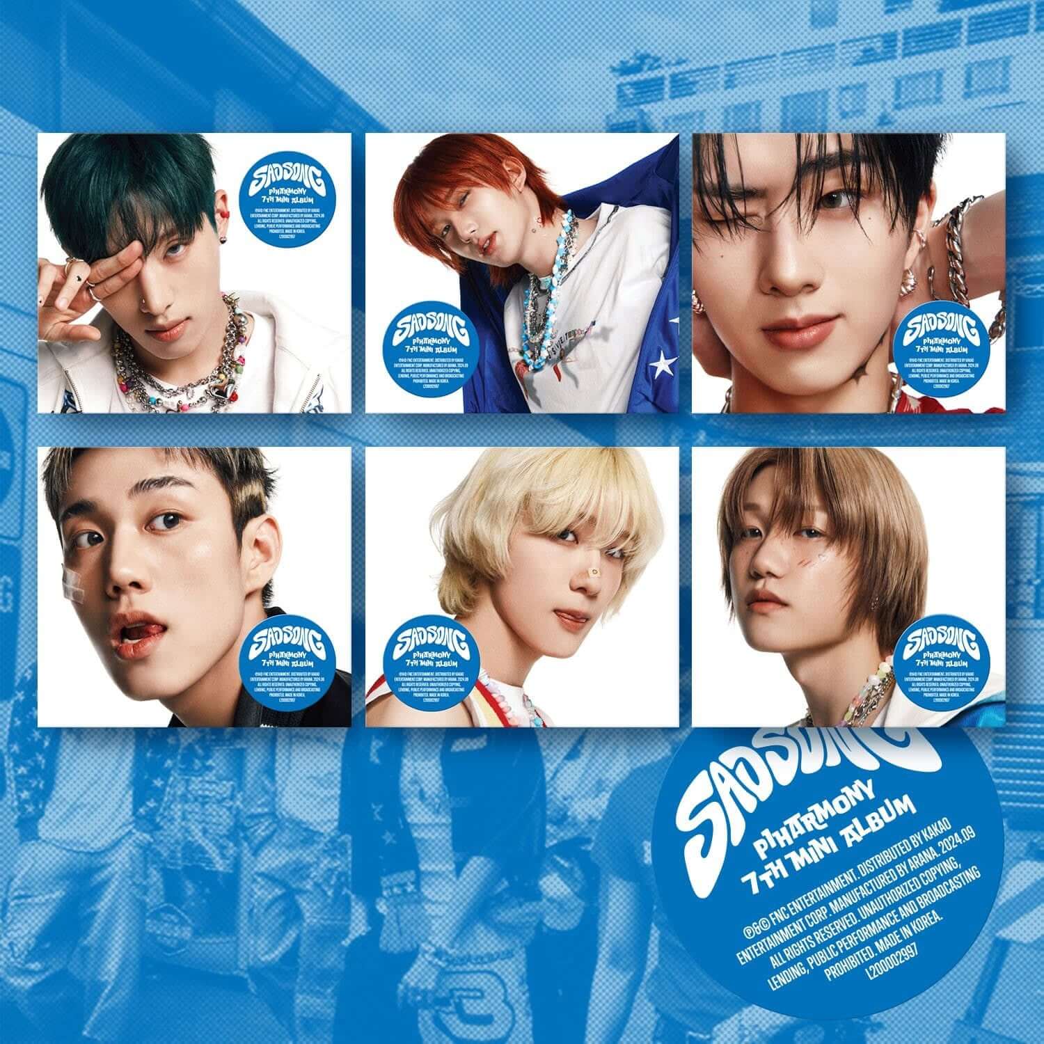 P1HARMONY - 7th Album [SAD SONG] (Digipack Ver.) (Random 1 of 6) - Album Kpop, cover avec portraits P1Harmony.