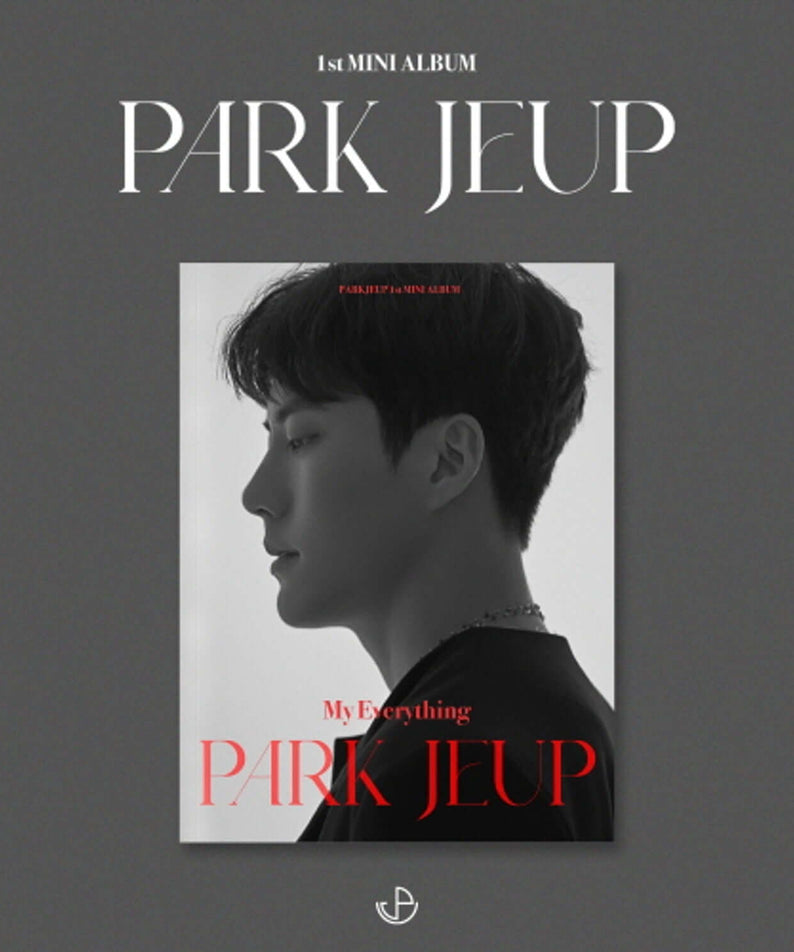 PARK JEUP - 1st Album [My Everything] - Album Kpop : pochette du disque PARK JEUP, portrait monochrome sur fond gris.