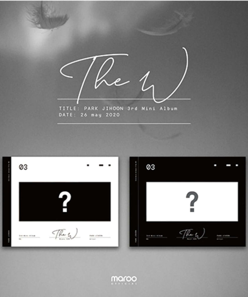 PARK JIHOON - 3rd Album [THE W] - Album Kpop de PARK JIHOON : visuel noir et blanc, pochettes The 1, ambiance studio.